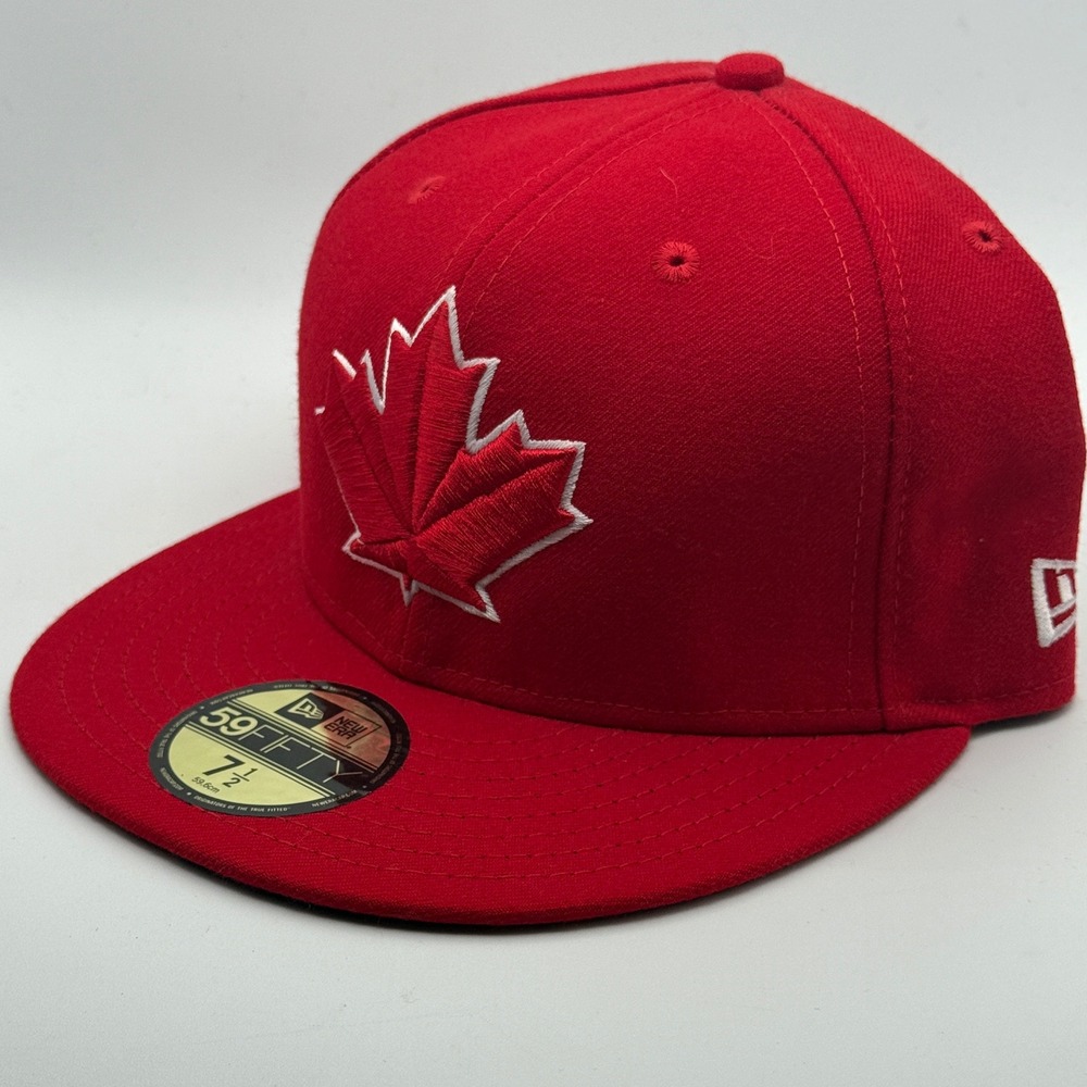 New Era 59FIFTY Toronto Blue Jays Canada Day Hat Red Fitted 7 1/2 Maple Leaf Cap